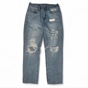 American Eagle 90s Straight Distressed Jeans Size 4 Short Medium Wash
